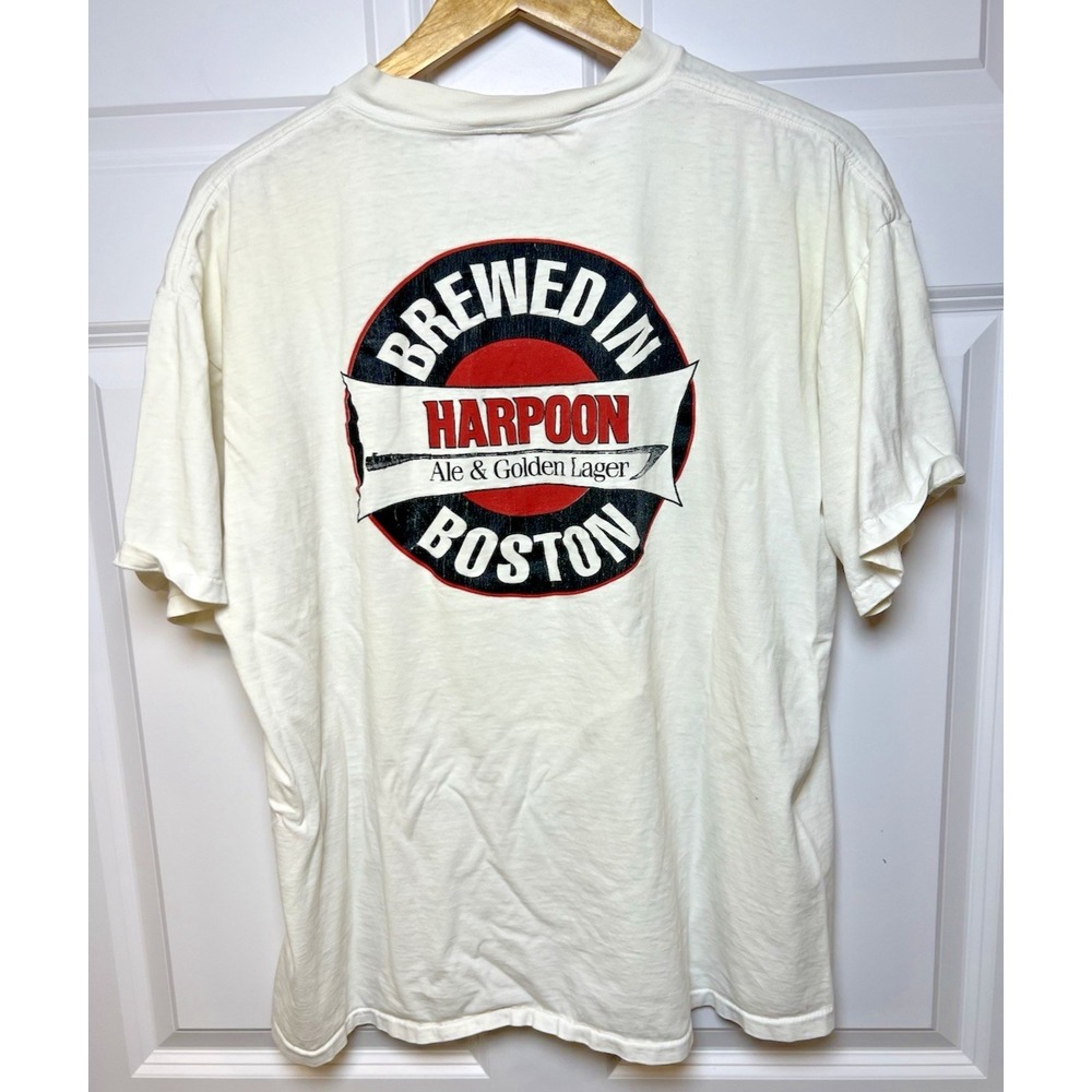 ONEITA Harpoon Lager Single Stitch T‑Shirt Vintage 90s Beer Promo Boston Tee - Picture 2 of 8